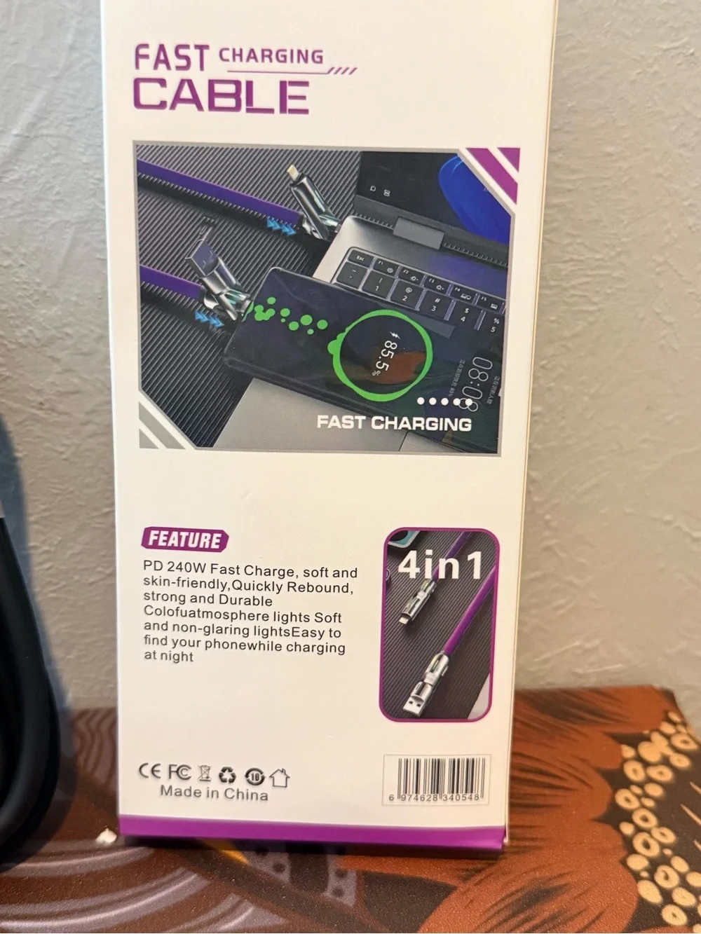 PD 240W 4-in-1 Fast Charging Cable 6’